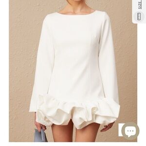 Sophisticated White Long Sleeve Dress